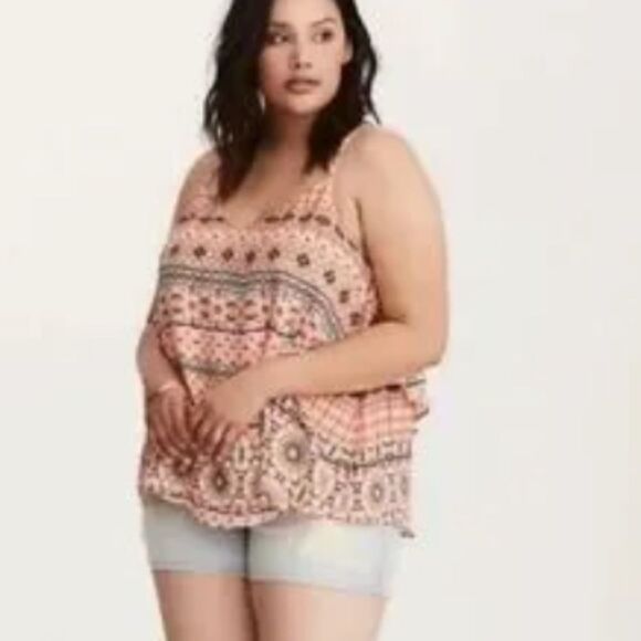 Torrid Mosaic Print Layered Criss-Cross Cami Top Tank Blouse 1X - Picture 1 of 4
